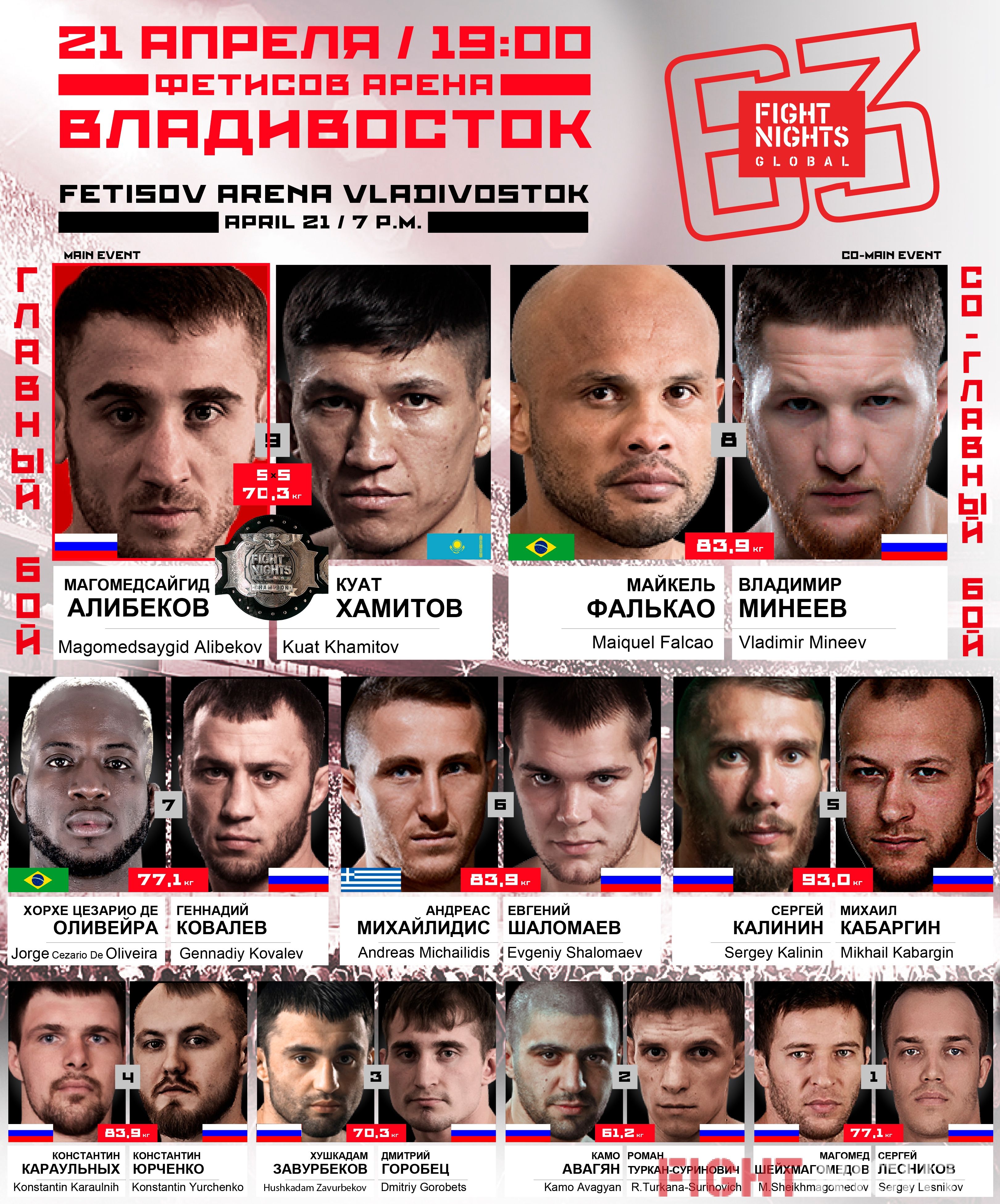 FIGHT NIGHTS GLOBAL 63. Fight Card